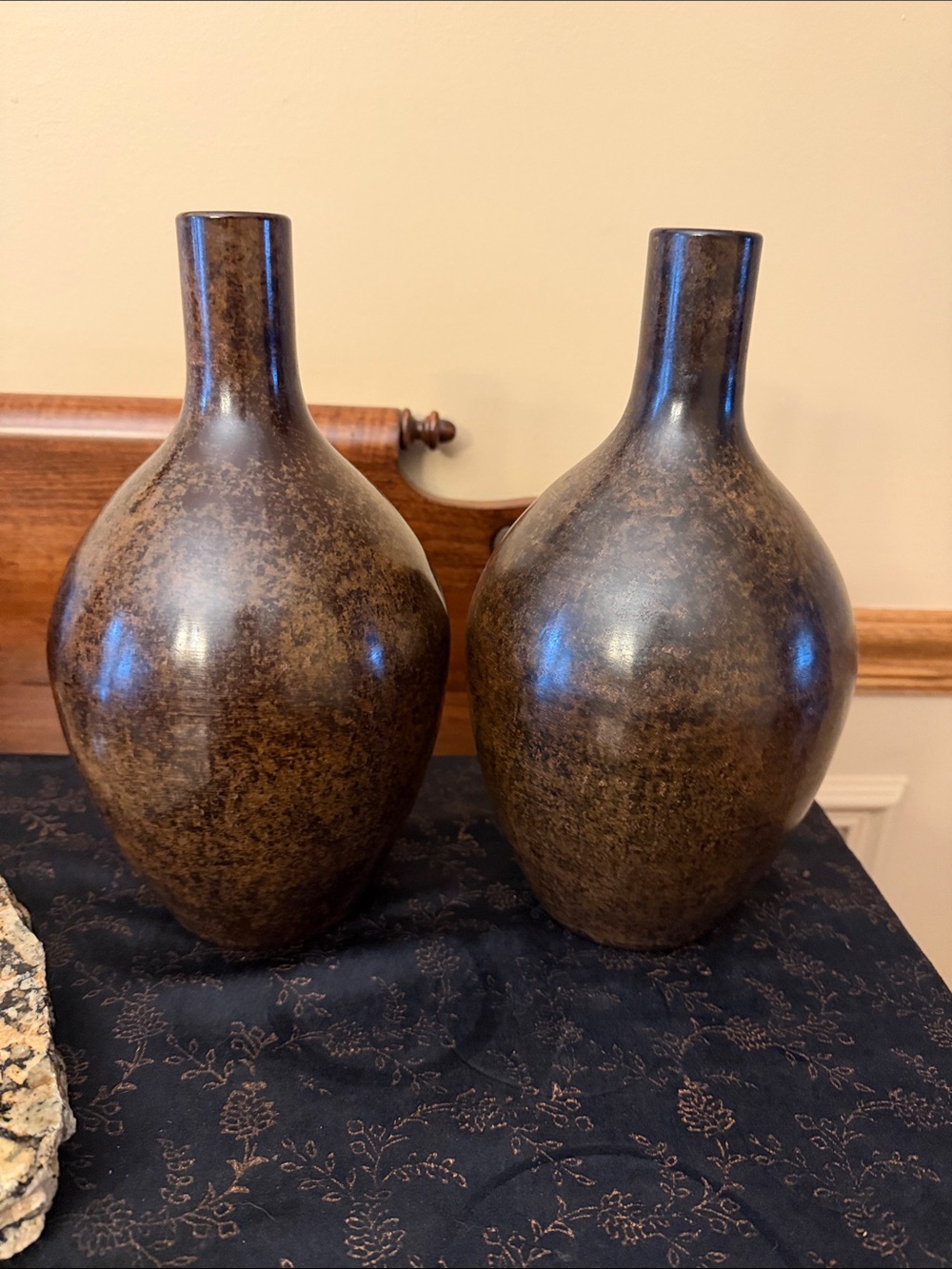 Kohl's Brown Speckled metal brown Bottle Vases — Pair